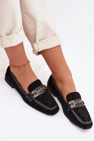 Dames mocassins met ornamenten in zwart Palerina