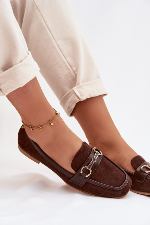 Mocassins dames mocassins met ornamenten bruine kleur Palerina