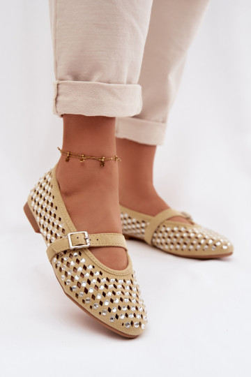 Ballerines Féminin avec des éléments ajourés avec des yeux qui clignotent I Bandesem couleur jaune DANSilvessa 2