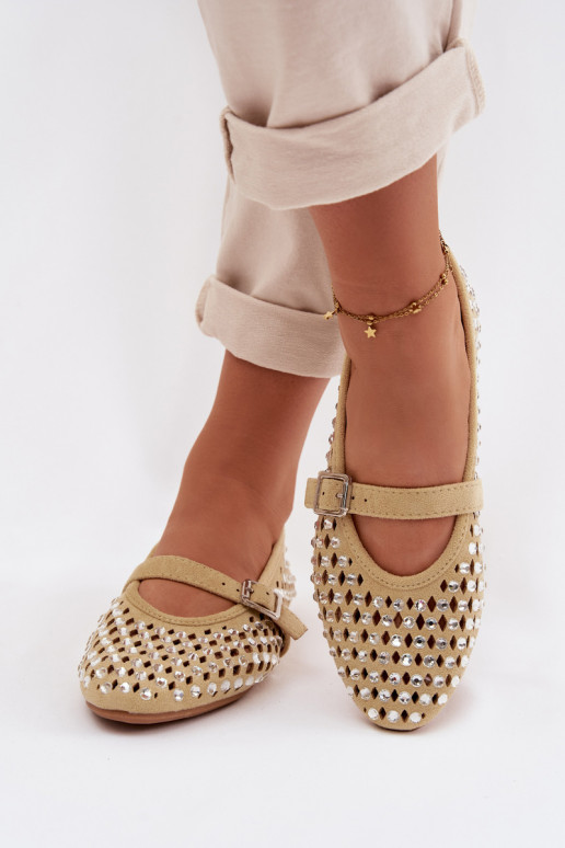 Ballerines Féminin avec des éléments ajourés avec des yeux qui clignotent I Bandesem couleur jaune DANSilvessa