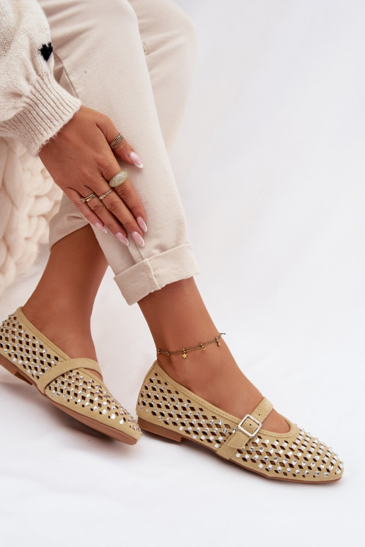 Ballerines Féminin avec des éléments ajourés avec des yeux qui clignotent I Bandesem couleur jaune DANSilvessa