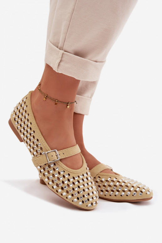 Ballerines Féminin avec des éléments ajourés avec des yeux qui clignotent I Bandesem couleur jaune DANSilvessa