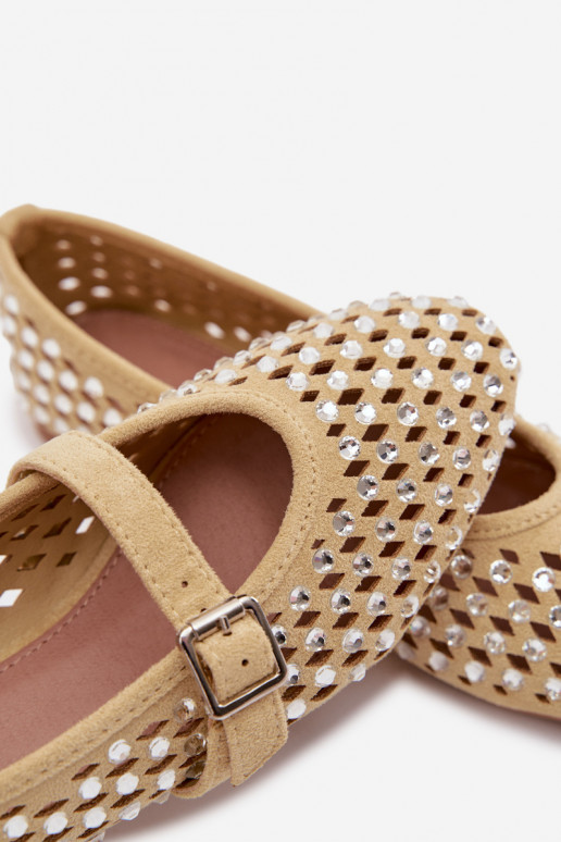 Ballerines Féminin avec des éléments ajourés avec des yeux qui clignotent I Bandesem couleur jaune DANSilvessa