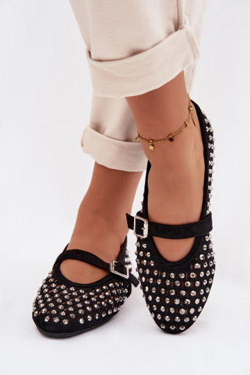 Ballerines Féminin avec des éléments ajourés avec des yeux qui clignotent I Bandesem couleur noire DANSilvessa 2