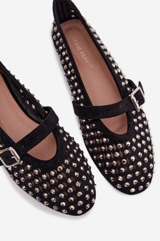 Ballerines Féminin avec des éléments ajourés avec des yeux qui clignotent I Bandesem couleur noire DANSilvessa