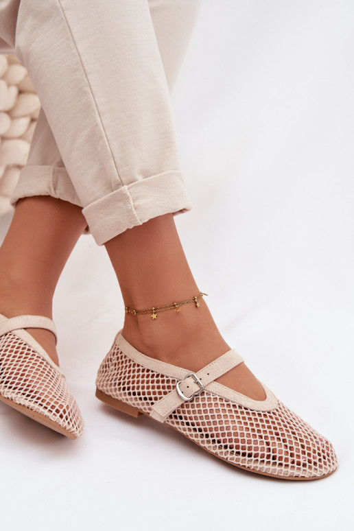 Netz Ballerinas mit Riemen elfenbeinfarbe Pherina