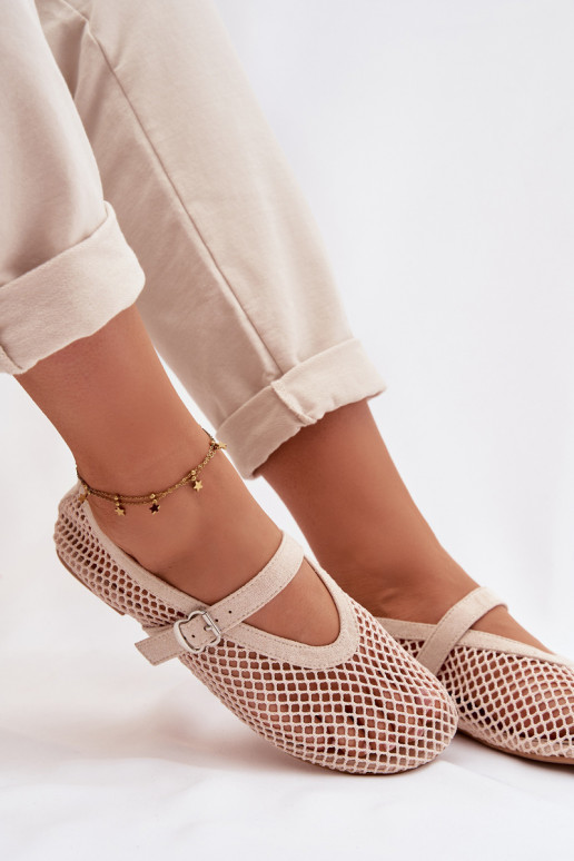 grille Ballerines avec des sangles couleur ivoire Pherina