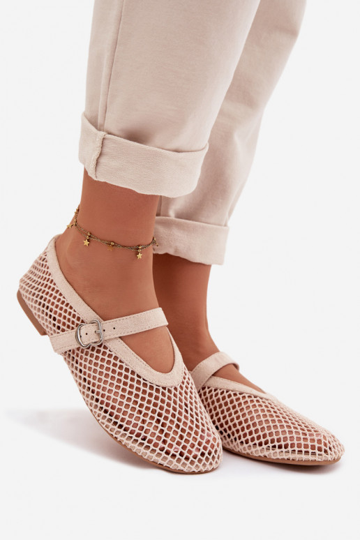Gaas Ballerinas met riemen ivoor Pherina