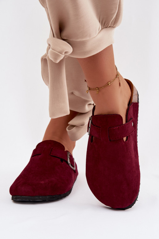 Chaussons Sabots Féminin avec boucles Bourgogne Delirisse