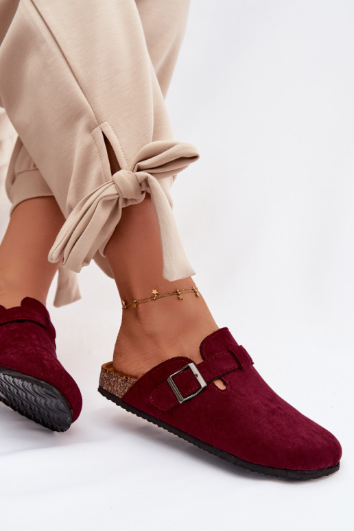 Slippers Klompen Dames met gespen bordeaux Delirisse