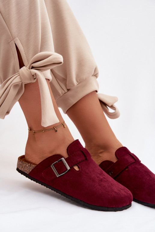 Slippers Klompen Dames met gespen bordeaux Delirisse
