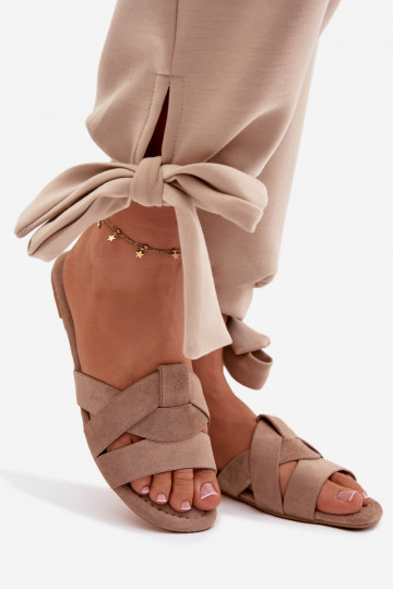 Pavelle Flache Damen Slipper mit Riemen in Sand 2