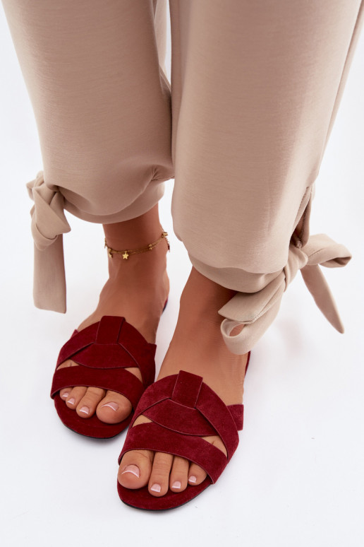 isocèle Pantoufles pour femmes avec des bandes Bourgogne Pavelle