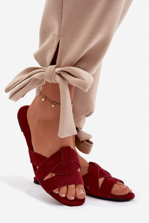 isocèle Pantoufles pour femmes avec des bandes Bourgogne Pavelle