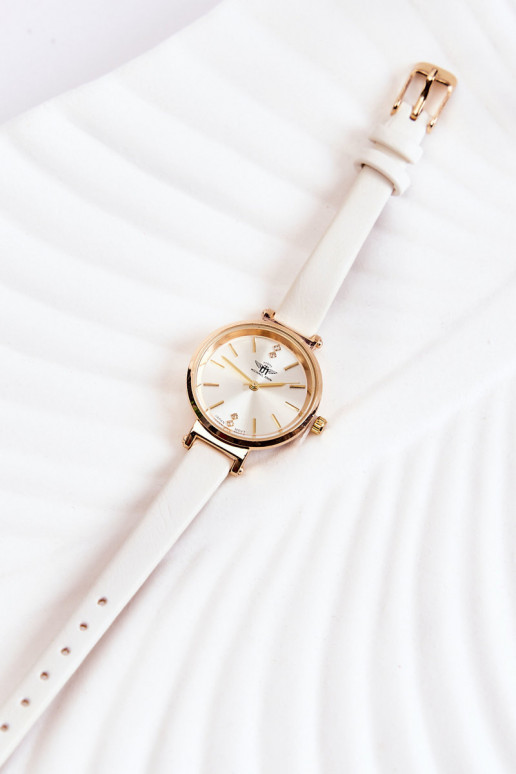 VrouInelijk horloge Michael John gouden kleur met zirkonium gaten