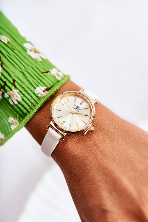 VrouInelijk horloge Michael John gouden kleur met zirkonium gaten