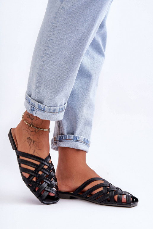 Leer Dames Slippers Met Strepen zInart Doralia