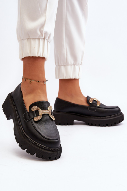 Mokassins für Damen mit Ornamenten schZuarze Farbe Gargi