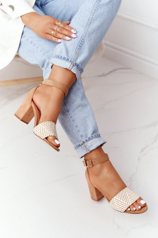 sandalen Met Vlecht met hakken lichtbruin Honeymoon