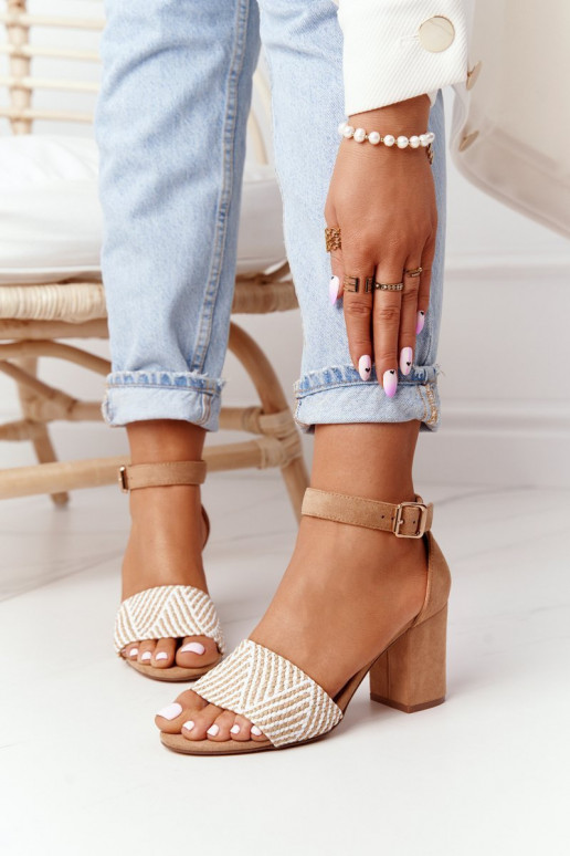 sandalen Met Vlecht met hakken lichtbruin Honeymoon