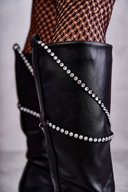 Feminin Stiefel mit schönen Details schZuarze Farbe Finlay