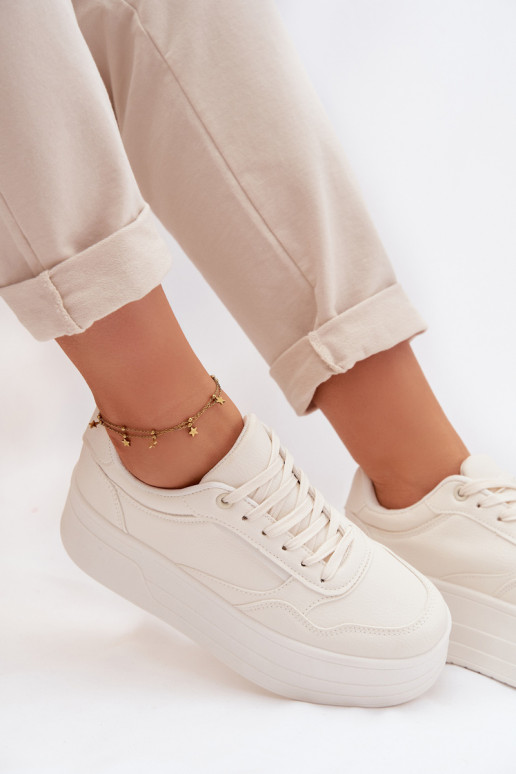 Sneakers Stilvollllschuhe Feminin mit einer Plattform elfenbeinfarbe Feressa