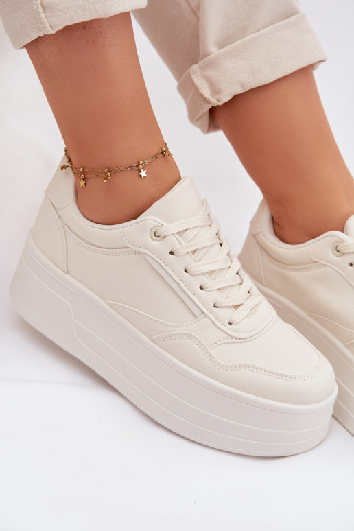 Sneakers model schoenen Dames met platform ivoor Feressa