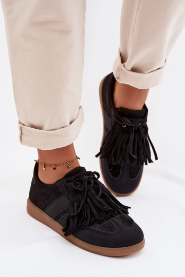 Dames sneakers met franjes in zwart Dorivelle