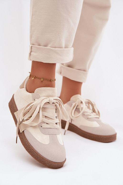 Sneakers Stilvollllschuhe Feminin Mit Dekorationen Detalem Beige Kalirina