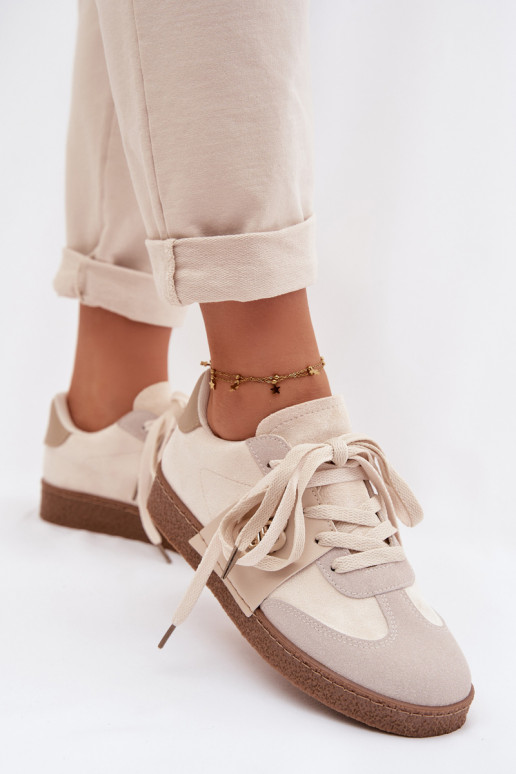Chaussures modèle baskets Féminin Avec des décorations Detalem beige Kalirina