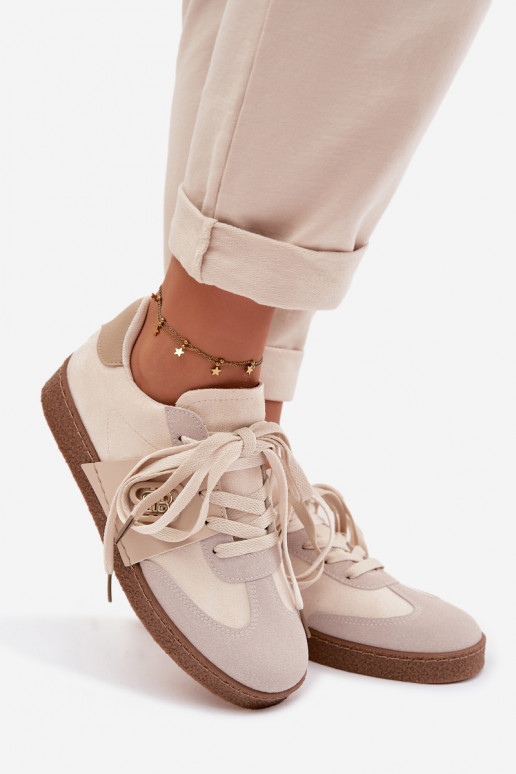 Chaussures modèle baskets Féminin Avec des décorations Detalem beige Kalirina