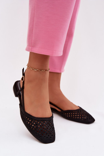 Ballerines ajouréesen daim écologiqueu couleur noire Farivelle