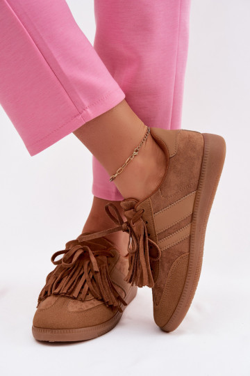 Chaussures modèle baskets Féminin avec des franges marron Dorivelle