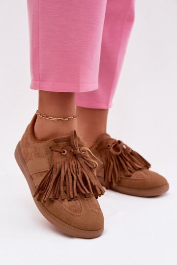 Sneakers Stilvollllschuhe Feminin mit Fransen braune Farbe Dorivelle 2