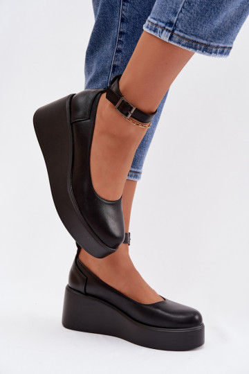 Dames zwarte platform schoenen met riempjes Belvissa