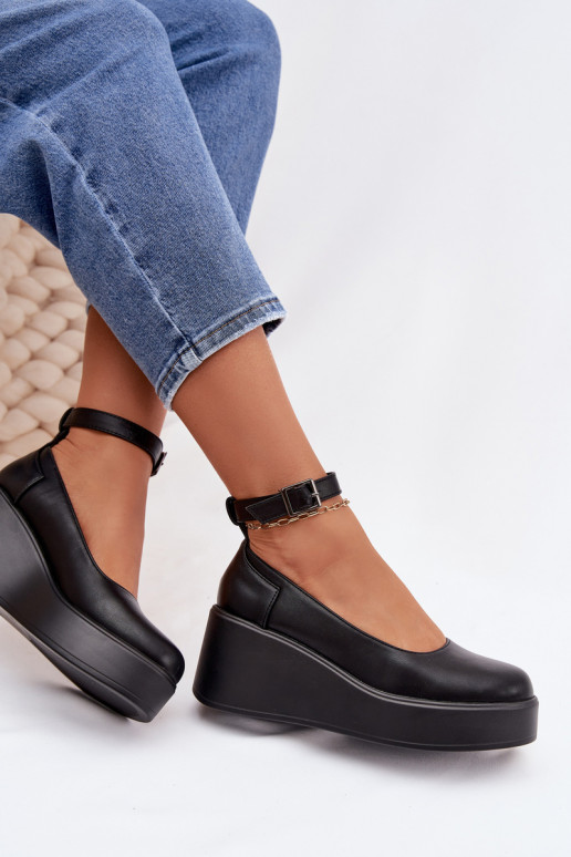 Chaussures pour femmes noires à plateforme avec brides Belvissa
