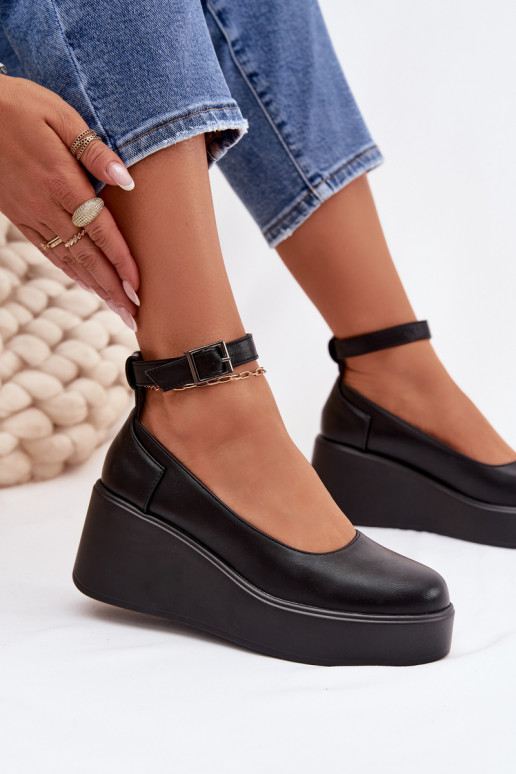 Chaussures pour femmes noires à plateforme avec brides Belvissa