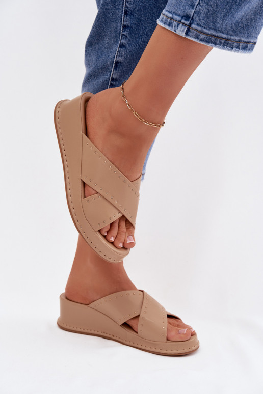 Versierd Damespantoffels Op de INig van ecoleer beige Calorissa