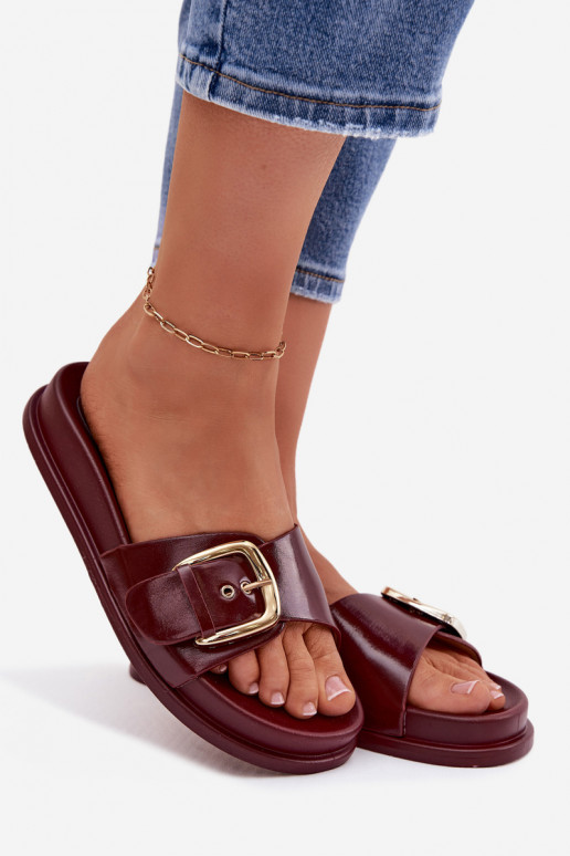 Pantoufles pour femmes avec boucles dorées Bourgogne Rosivana