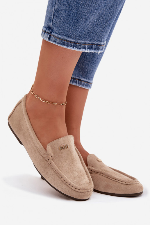 dames mocassinsKleinm gouden kleurm Detalem beige Sarivelle