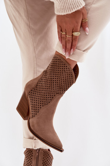 Bottines pour femmes avec des éléments ajourés couleur sable Rivorina