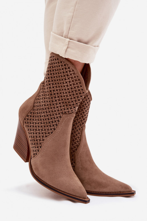 mit durchbrochenen Elementen Damenstiefel Beige Rivorina