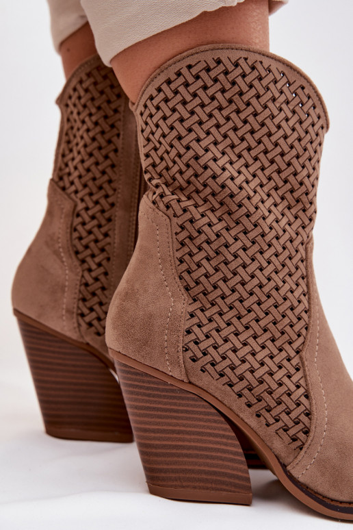 met elementen van opengeInerkt Dameslaarzen beige Rivorina