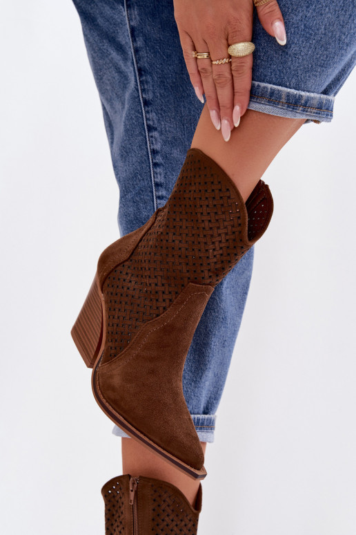 met elementen van opengeInerkt Dameslaarzen bruine kleur Rivorina