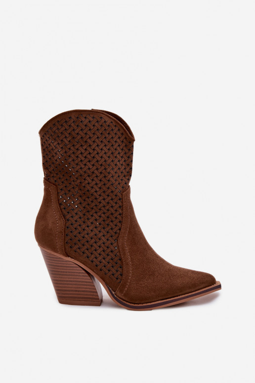 avec des éléments ajourés Bottes pour femmes marron Rivorina