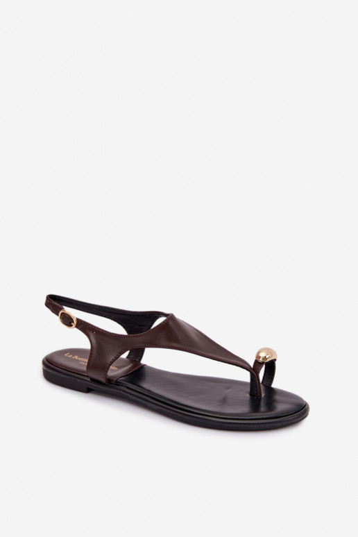 Sandales pour femmes avec des talons larges Ze couleur doréem Detalem CzekoladoÀe Talorina