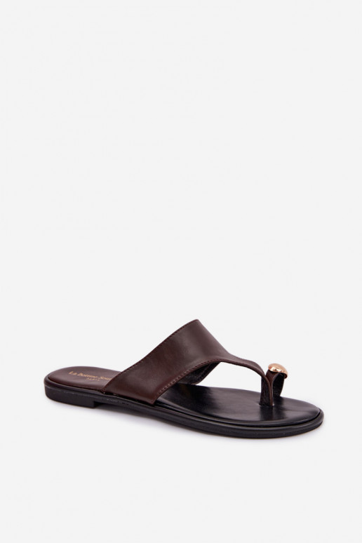 Chaussons Appartement pour femmes Eko Peau Ze couleur doréem Detalem CzekoladoÀe Lavessa