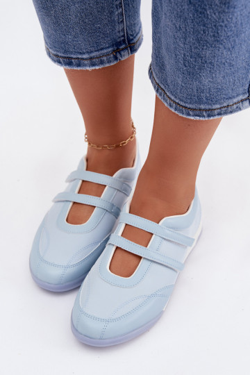 Sportieve dames ballerina's met bandjes in blauwe kleur Farvessa