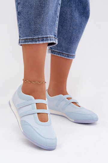 Sportliche Damenballerinas mit Riemen blau Farvessa 2