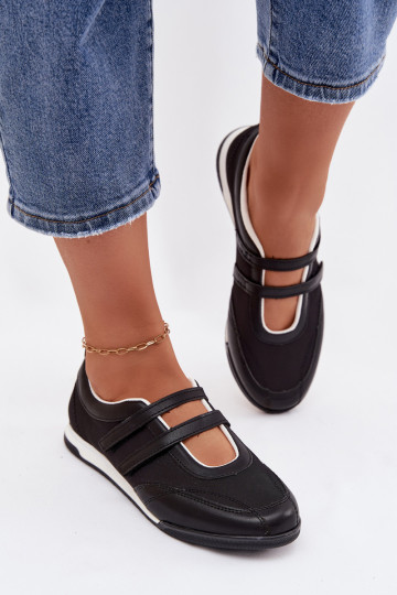 Ballerines pour femmes de style sportif avec des bandes couleur noire Farvessa